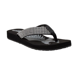 Women's Jeweled Low Thong Sandal Black