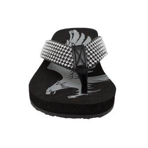 Women's Jeweled Low Thong Sandal Black