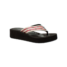 Load image into Gallery viewer, Women&#39;s Thong US Flag Sandal Black
