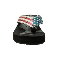 Load image into Gallery viewer, Women&#39;s Thong US Flag Sandal Black
