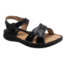 Load image into Gallery viewer, Women&#39;s Comfort Sandal with Ankle Strap Black
