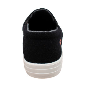 Women's Real Wool Casual Slip On Black Shoe